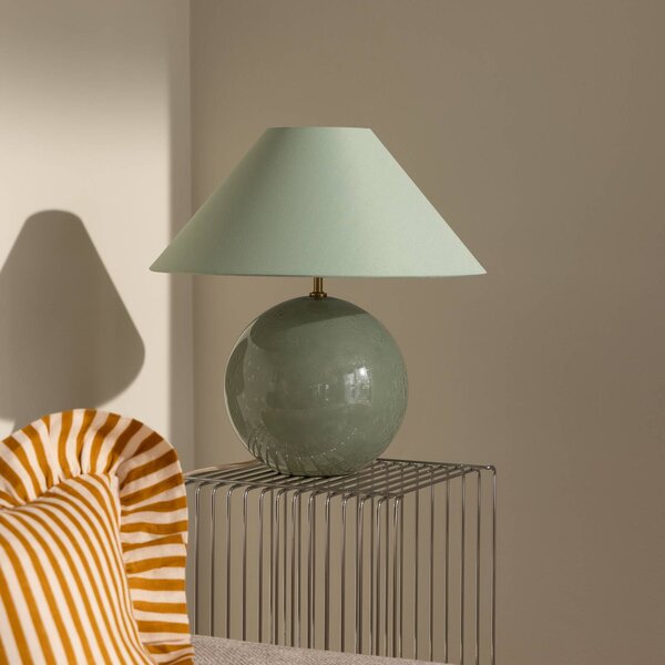 Globen Lighting stolová lampa IRIS, zelená, výška 45 cm, Zelená, Obývacia izba / jedáleň, Textil / látka / hodváb, Škandinávsky, Stojacie svietidlo