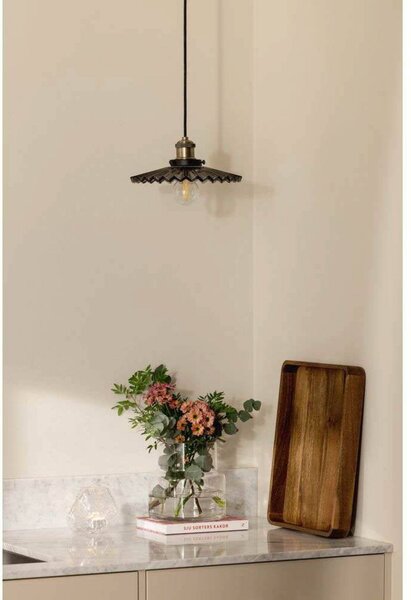 Globen Lighting závesné svietidlo COBBLER, dymově šedé, Ø 25 cm, Hliník / sivá / zinok, Obývacia izba / jedáleň, Sklo, Vintage, Závesné svietidlo