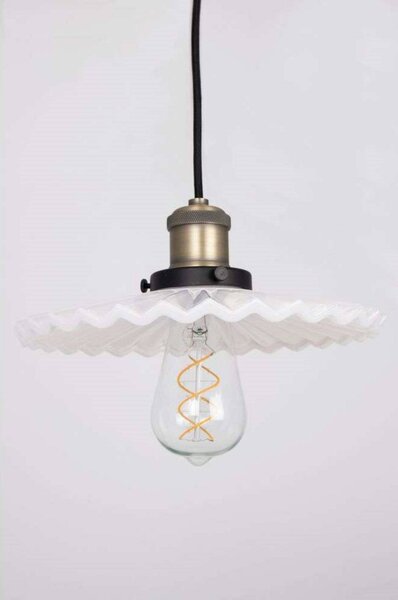 Globen Lighting závesné svietidlo COBBLER, biele, Ø 25 cm, Biela / opálová, Obývacia izba / jedáleň, Sklo, Vintage, Závesné svietidlo