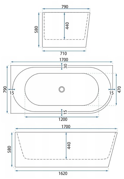 Rea Bellanto Slim, rohová akrylátová vaňa 1700x790x580 mm, ľavá, biela, REA-W0131