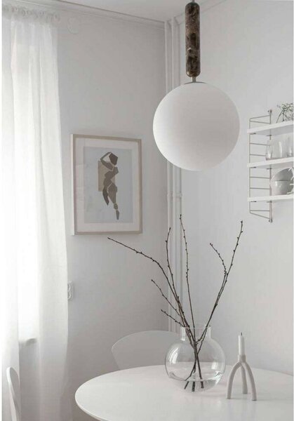 Globen Lighting závesné svietidlo Torrano, hnedé, Ø 30 cm, Hnedá / hrdzavá, Obývacia izba / jedáleň, Kameň, Dizajn, Závesné svietidlo