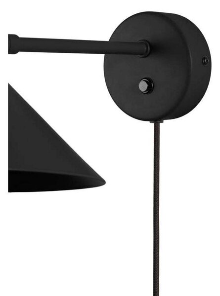 Globen Lighting nástenné svetlo Cannes, čierne, Ø 20 cm, Čierna, Obývacia izba / jedáleň, kov, Škandinávsky, Nástenné svietidlo
