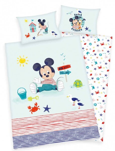 Herding Posteľné obliečky do postieľky Mickey Mouse Green Bavlna 1x40x60,1x100x135 cm