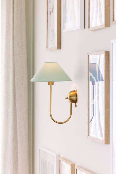 Globen Lighting nástenné svetlo IRIS, zelené, výška 32 cm, Zelená, Obývacia izba / jedáleň, Textil / látka / hodváb, Vintage, Nástenné svietidlo