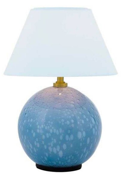 Globen Lighting Akumulátorová stolová lampa IRIS, modrá, výška 23 cm, Modrá, Obývacia izba / jedáleň, Textil / látka / hodváb, Vintage, Stojacie svietidlo