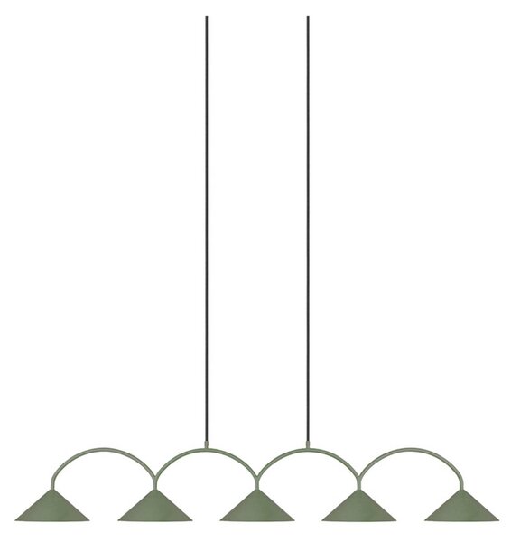 Globen Lighting závesné svietidlo CURVE 5, zelené, 5-pl., 165 cm, Zelená, Obývacia izba / jedáleň, kov, Vintage, Závesné svietidlo