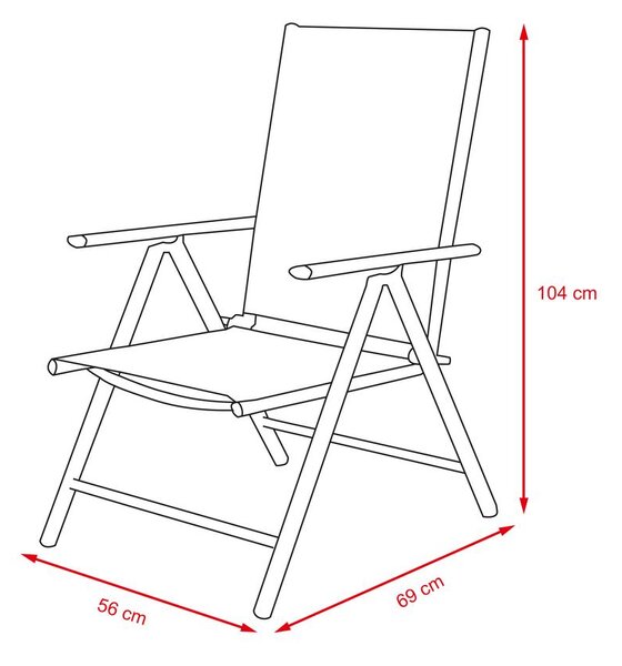 Sada 2 ks relaxačných polohovateľných stoličiek - balkónový set LEONARDO