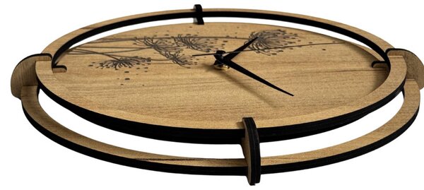 Tiché drevené hodiny s motívom lúčnych tráv pre váš domov | SENTOP HDF0586-GOLD-OAK