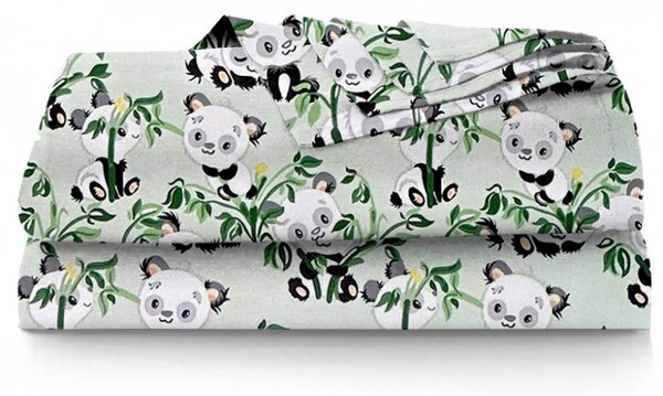 Ervi bavlnené prestieradlo - pandy na zelenom