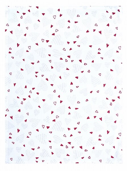 SCAN QUILT Kuchynské utierky Dekoro 8842 Srdiečka biela,červená Bavlna 50x70 cm