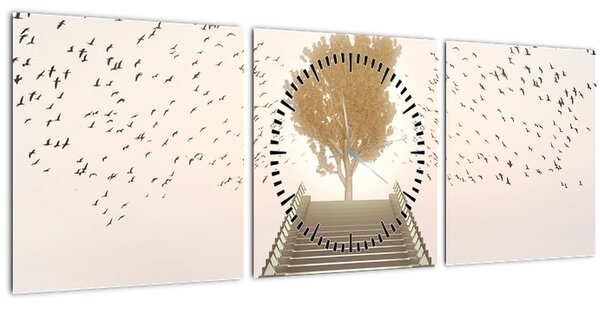 Obraz - Most do neznáma (s hodinami) (90x30 cm)