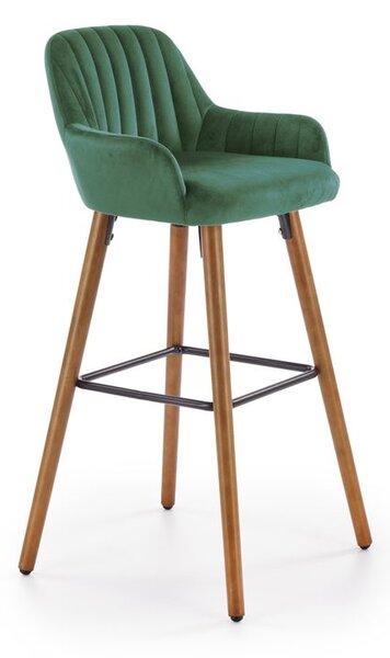Halmar Barová stolička H-93, orech/tmavo zelená