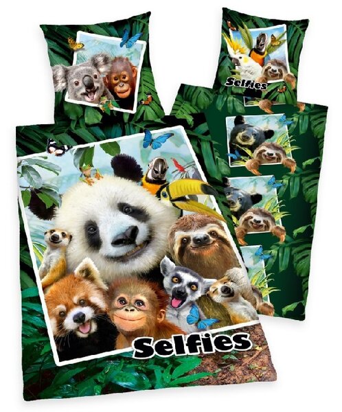 Herding Bavlnené návliečky Selfies jungle Bavlna 1x70x90,1x140x200 cm