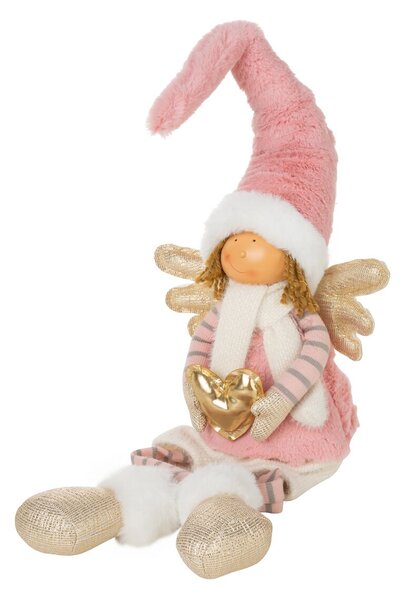 Eurofirany Vianočná bábika - anjel 83 cm sediaca, ružová 1 UNI
