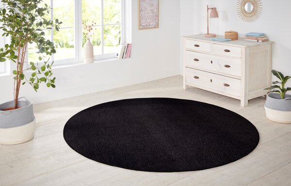 Hanse Home , Kusový koberec Nasty 102055 Schwarz kruh, 133x133 (priemer) kruh, čierna, chodba / predsieň