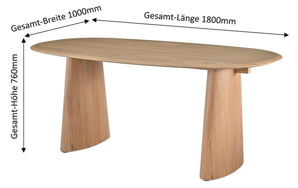 JEDÁLENSKÝ STÔL, dub, prírodná farba, 180/100/75 cm MID.YOU - Online Only jedálne, Online Only
