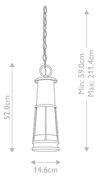 VONKAJŠIE ZÁVESNÉ SVIETIDLO, 14.6/59 cm Elstead Lighting - Série svietidiel