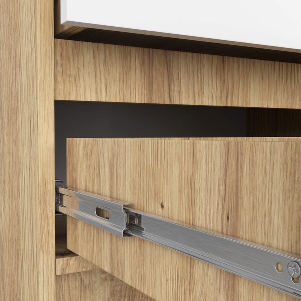Ak furniture Komoda Kuba 60 cm - 2 zásuvky dub artisan/biela