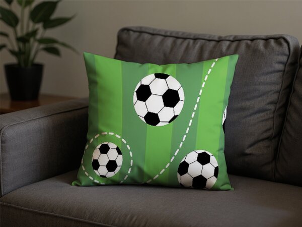Polybavlnená obliečka na vankúš FOOTBALL TIME POLY 45x45 cm, zelená