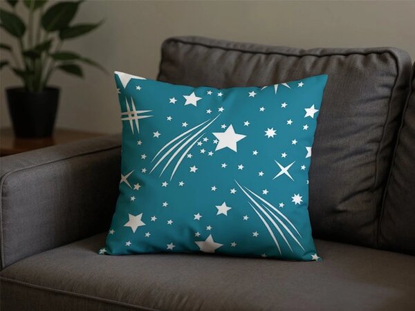Polybavlnená obliečka na vankúš NIGHT SKY POLY 45x45 cm, tyrkysová