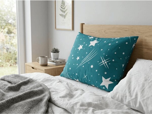 Polybavlnená obliečka na vankúš NIGHT SKY POLY 50x70 cm, tyrkysová