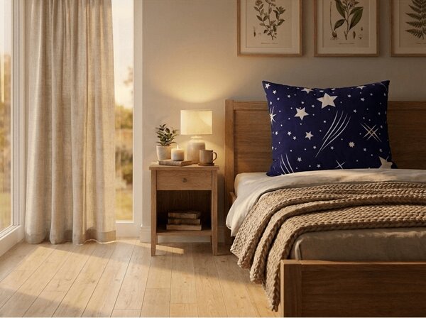 Polybavlnená obliečka na vankúš NIGHT SKY POLY 70x90 cm, modrá