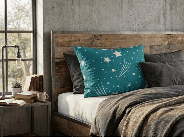 Polybavlnená obliečka na vankúš NIGHT SKY POLY 70x90 cm, tyrkysová
