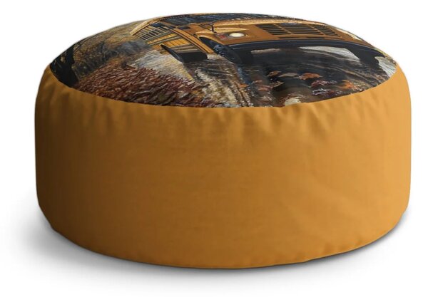 Sablio Taburet Circle Žltý školský autobus: 38x48 cm