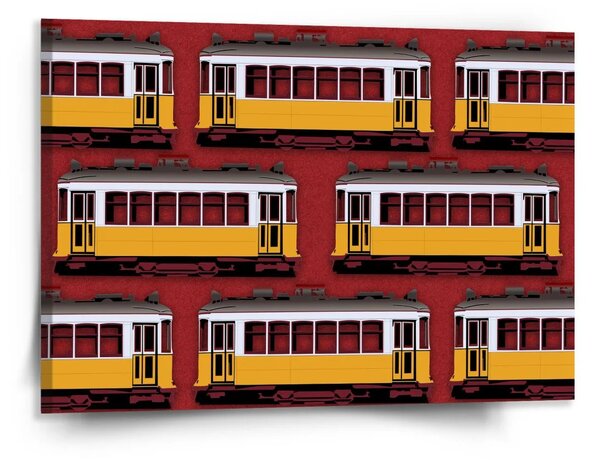 Sablio Obraz Lisabonské historické električky Červený Pattern - 150x110 cm