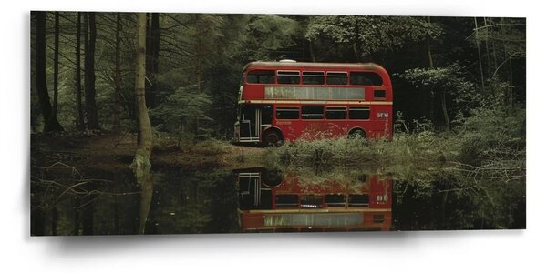 Sablio Obraz Červený poschodový autobus - 110x50 cm
