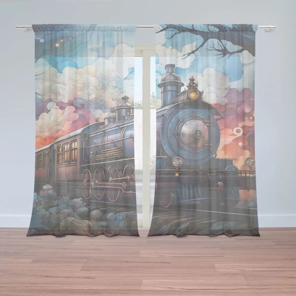 Sablio Záclony Parná lokomotíva v kúzelnej krajine: 2ks 150x250cm