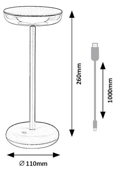 Rabalux KONIN LED stmievateľná nabíjacia vonkajšia lampička 6W/5V IP44 1800 mAh hnedá