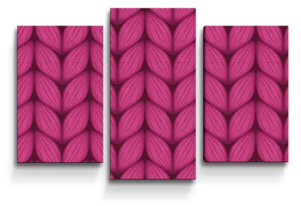 Sablio Obraz - 3-dílný Pletenie vo fuksiovej farbe - 75x50 cm