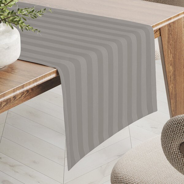 Biante Damaškový behúň na stôl Atlas Grádl DM-019 Hnedosivý - pásiky 2 cm 20x120 cm