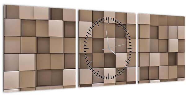Obraz - Béžové kocky (s hodinami) (90x30 cm)
