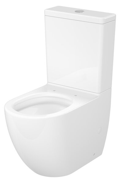 Cersanit Remo Oval, oválne kompaktné wc s WC sedadlom, vírivé splachovanie, biela lesklá, K3030-001