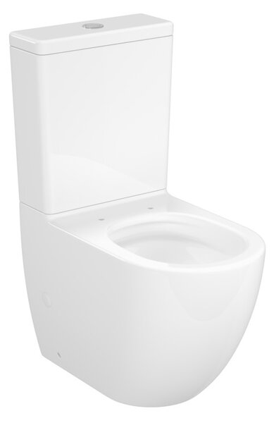Cersanit Remo Oval, oválne kompaktné wc s WC sedadlom, vírivé splachovanie, biela lesklá, K3030-001