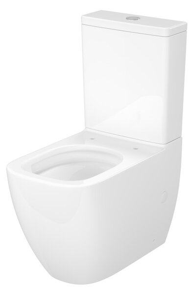 Cersanit Remo Square, hranaté kompaktné wc s WC sedadlom, vírivé splachovanie, biela lesklá, K3029-001