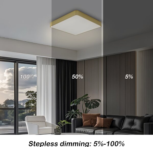 Brilagi-LED stmievateľné stropné svietidlo POOL LED/36W/230V 3000-6000K 40x40 cm zlaté + diaľkové ovládanie