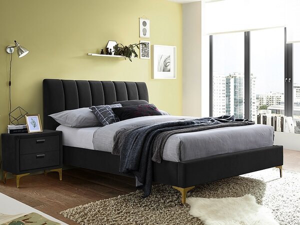 Čalúnená posteľ MIRAGE VELVET 160 x 200 cm farba čierna/ zlatá