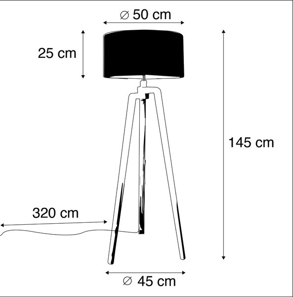 Stojaca lampa trojnožka čierna so zeleným tienidlom a zlatom 50 cm - Puros