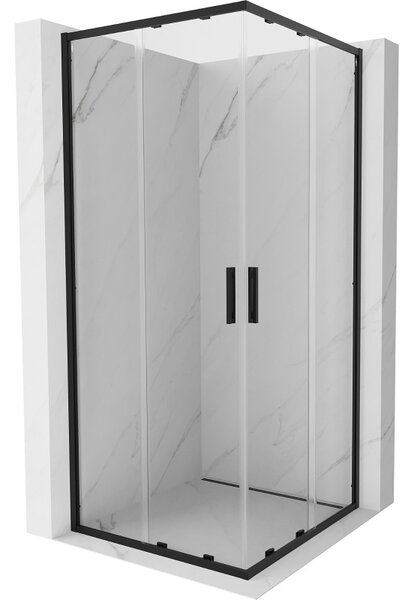 Mexen Exo-S Duo štvorcový sprchovací kút s posuvnými dverami 80 x 80 cm, transparentný, čierny - 8111-080-080-70-00