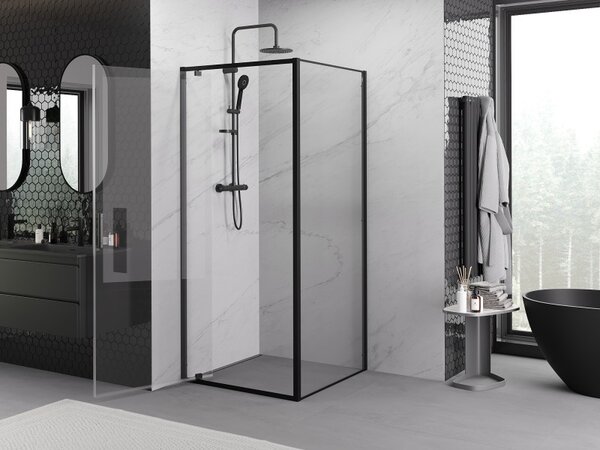 Mexen Exo-BR sprchový kút s otváracími dverami 90 x 90 cm, transparentný, čierny - 8181-090-090-70-00