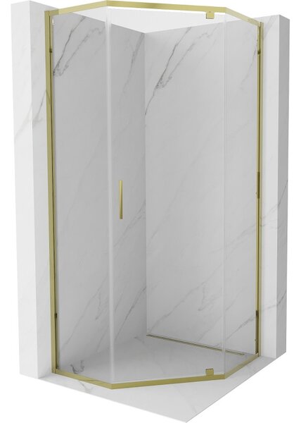 Mexen Exo-R päťhranná sprchová kabína 90 x 90 cm, transparentná, zlatá - 812-090-090-50-00