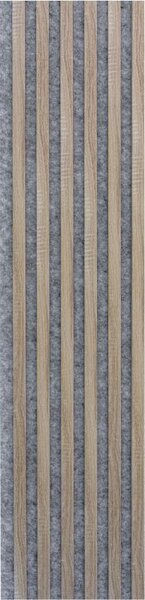 Akustické dekoračné panely dub sonoma 3D lamely na sivom filcovom podklade 270 x 30 cm