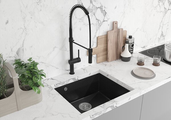 Laveo Ibiza, 1-komorový granitový drez 560x460x220 mm, čierna, LAV-SBI_710U