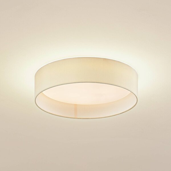 Lindby LED stropné svietidlo Eilif, látka, biela, Ø 40 cm,, Krémová / jantárovo žltá, Obývacia izba / jedáleň, Textil / látka / hodváb, Moderný, Závesné svietidlo