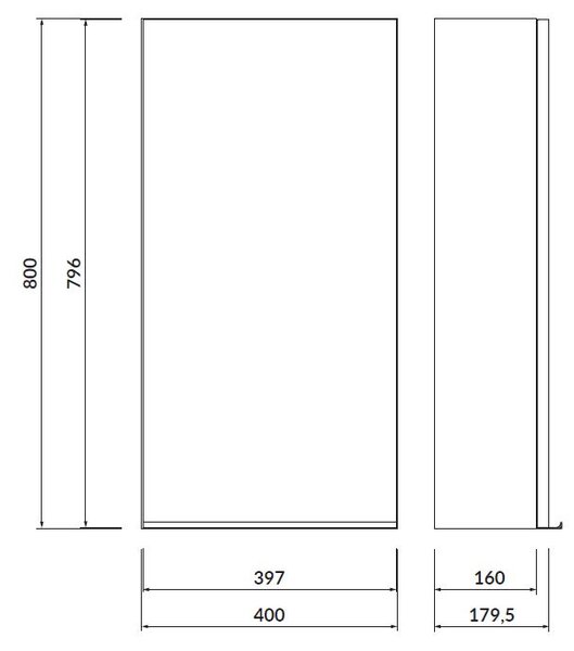 Cersanit - VIRGO závesná zrkadlová skrinka 40cm, šedá-chróm, S522-011