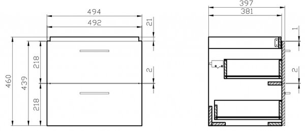 Cersanit Lara City 50, SET skrinka + umývadlo, 494x397x460 mm, biela lesklá, S801-141-DSM