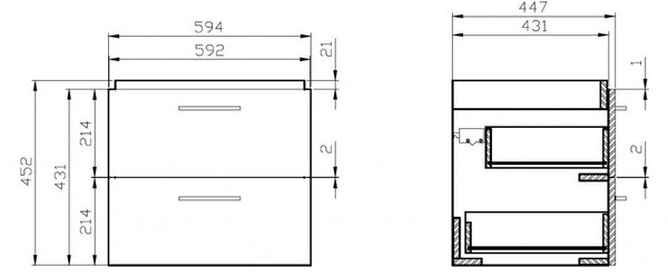 Cersanit Lara City 60, SET skrinka + umývadlo, 594x447x460 mm, orech, S801-143-DSM